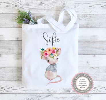 zuckersüße Tasche Mäuschen Wechselwäsche Wechselkleidung personalisiert Kindergarten Wunschname KITA Kindergarten Einschulung Lüttentüddel®